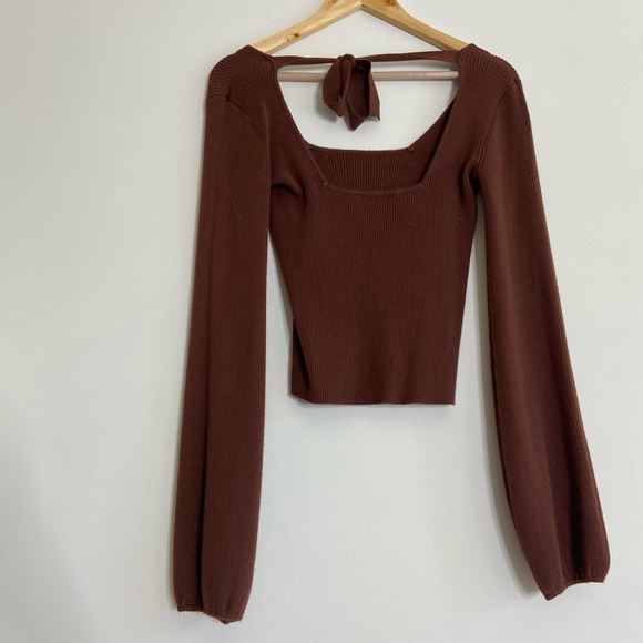 BNWOT Lulus chocolate brown ribbed top - Picture 3 of 4